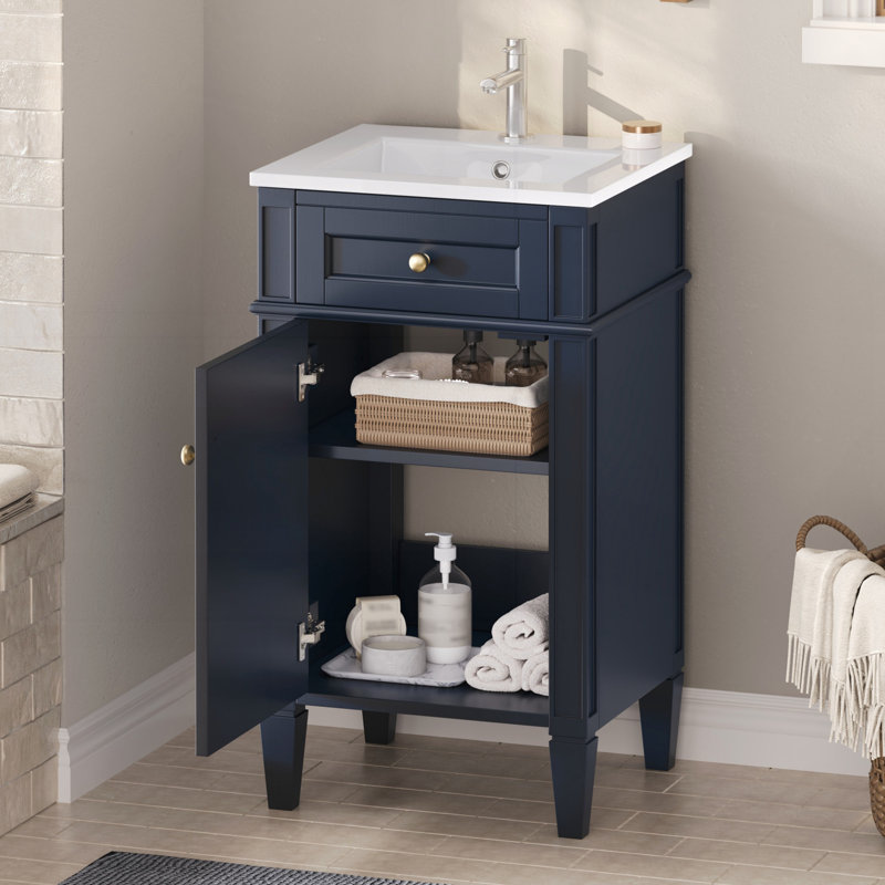 Meuble-lavabo 18 po avec lavabo en céramique, Blue