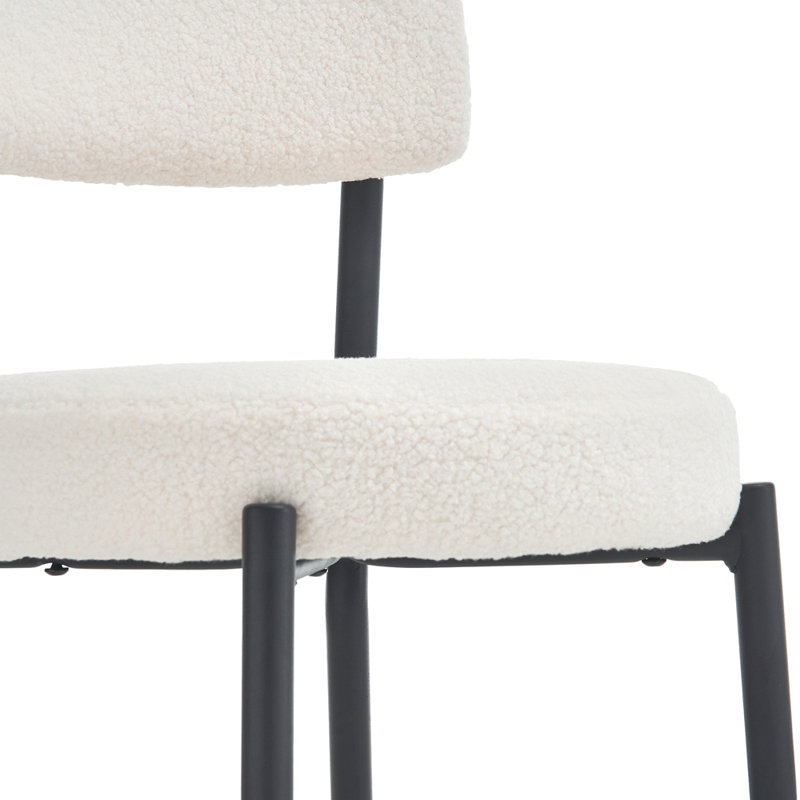 Ensemble de 2 tabourets de bar rembourrés en tissu moderne Teddy, Peluche beige, Noir, noir, noir, noir