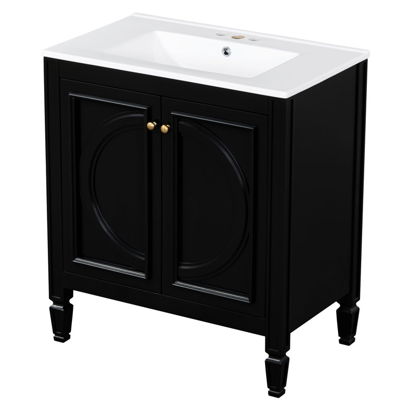 30" Bathroom Vanity With Sink, Noir, Or