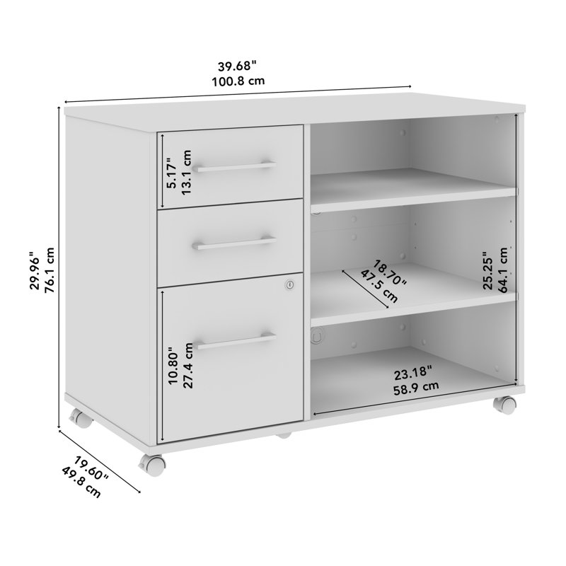 Armoire de rangement avec tiroirs et tablettes Bush Business Furniture Hustle, Blanc