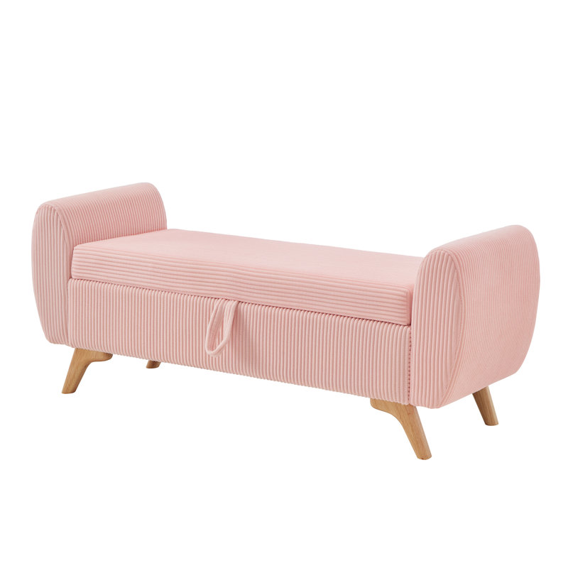 Banc de rangement rembourré à couvercle rabattable, Rose, Rose