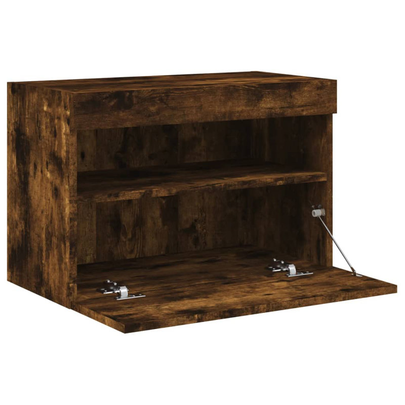 Calilynn Unfinished TV Stand for TVs up to 24" with Fireplace Included, Smoked Oak