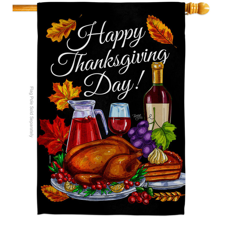 Double Sided 40'' H x 28'' W Polyester Thanksgiving House Flag