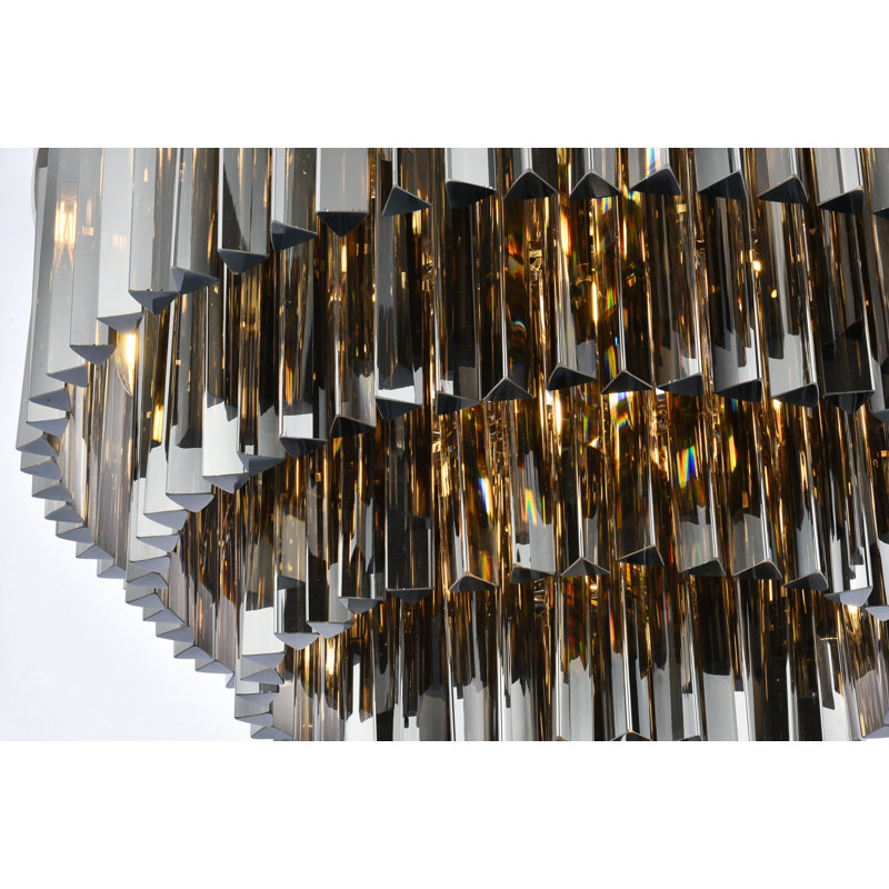 Yazmin Flush Mount, Polished Nickel, Silver Shade (Grey)