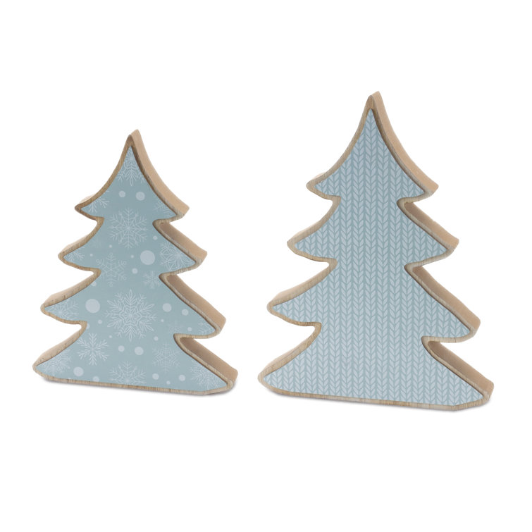 The Holiday Aisle® Wood Pine Tree Decor (Set of 2) | Wayfair