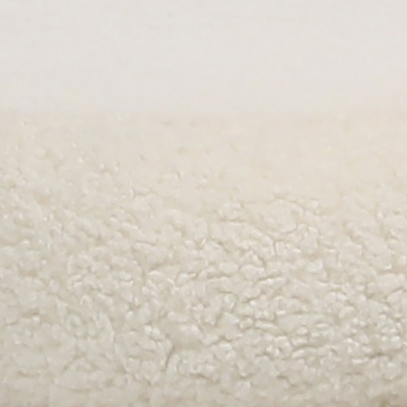 White Faux Sheepskin Round Upholstered Pouf