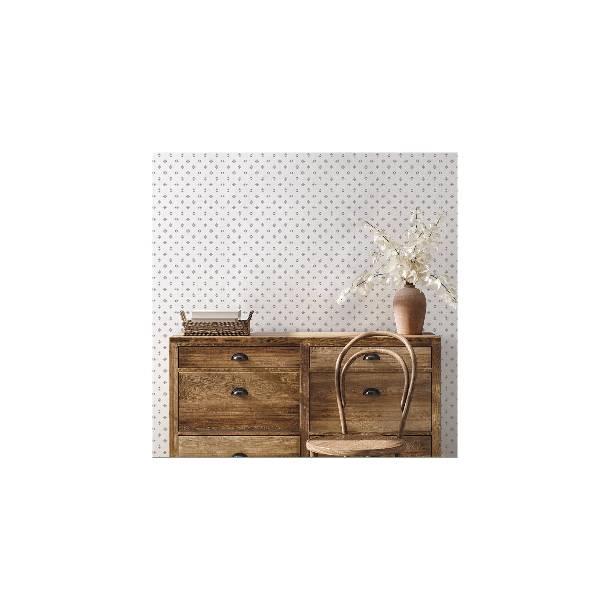 Gem Geo Peel and Stick Wallpaper, Stone Gray