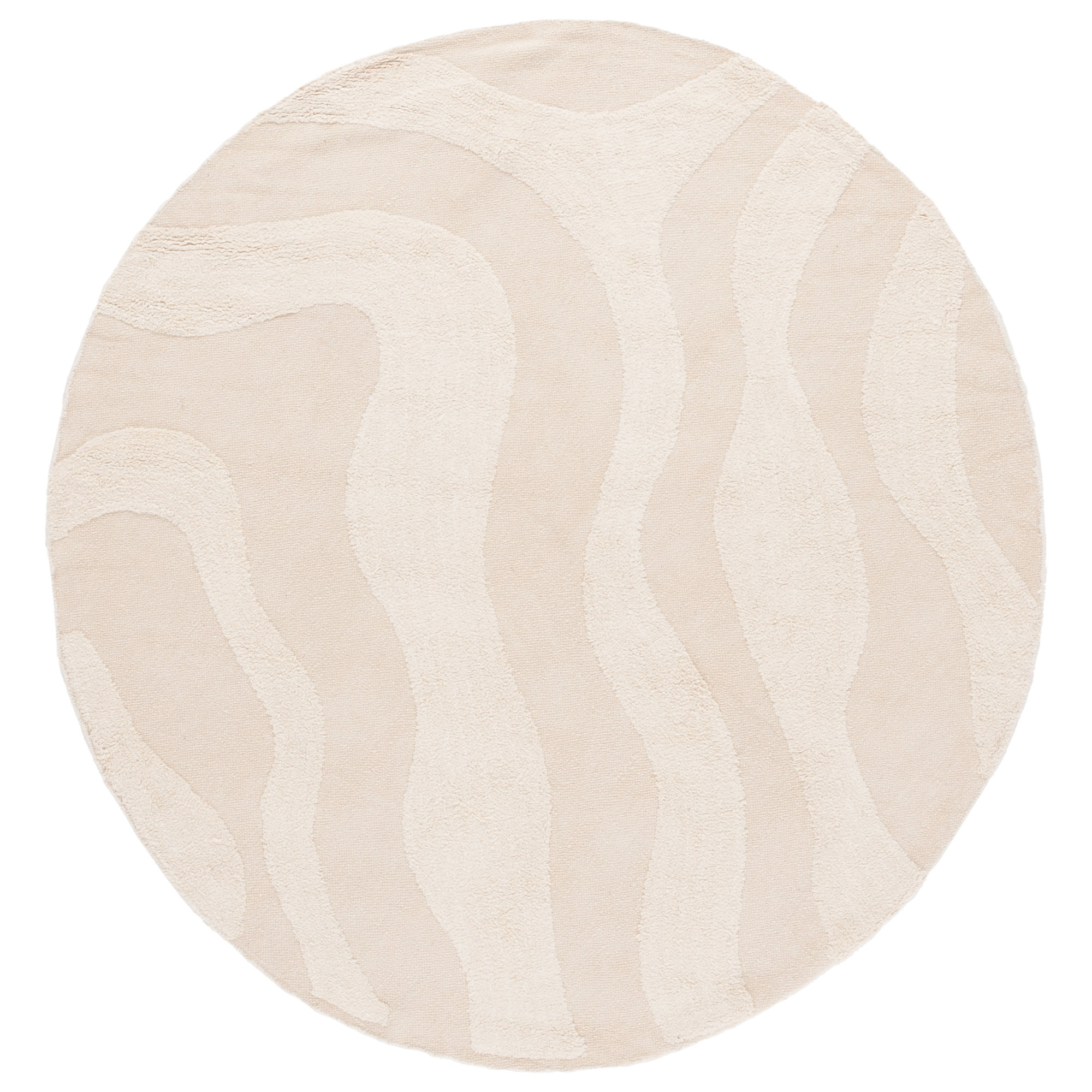 Mozie Handmade Recycled Cotton Ivory Rug, Round 6'