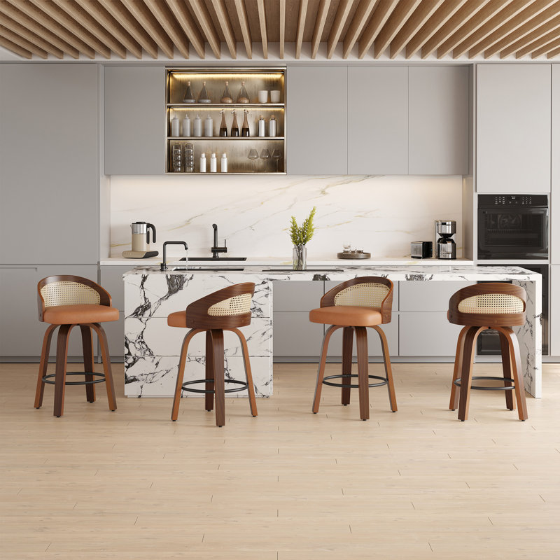 Ensemble de 2 tabourets pivotants, Brun