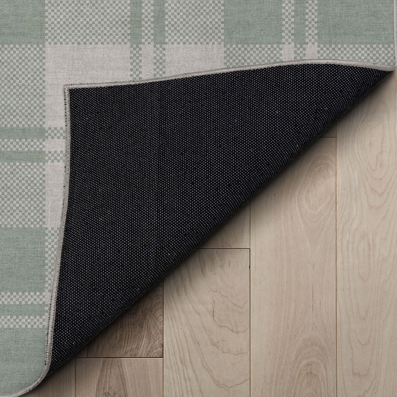 Tapis vert tissé à plat Kehr, Tapis de couloir 2 pi x 5 pi