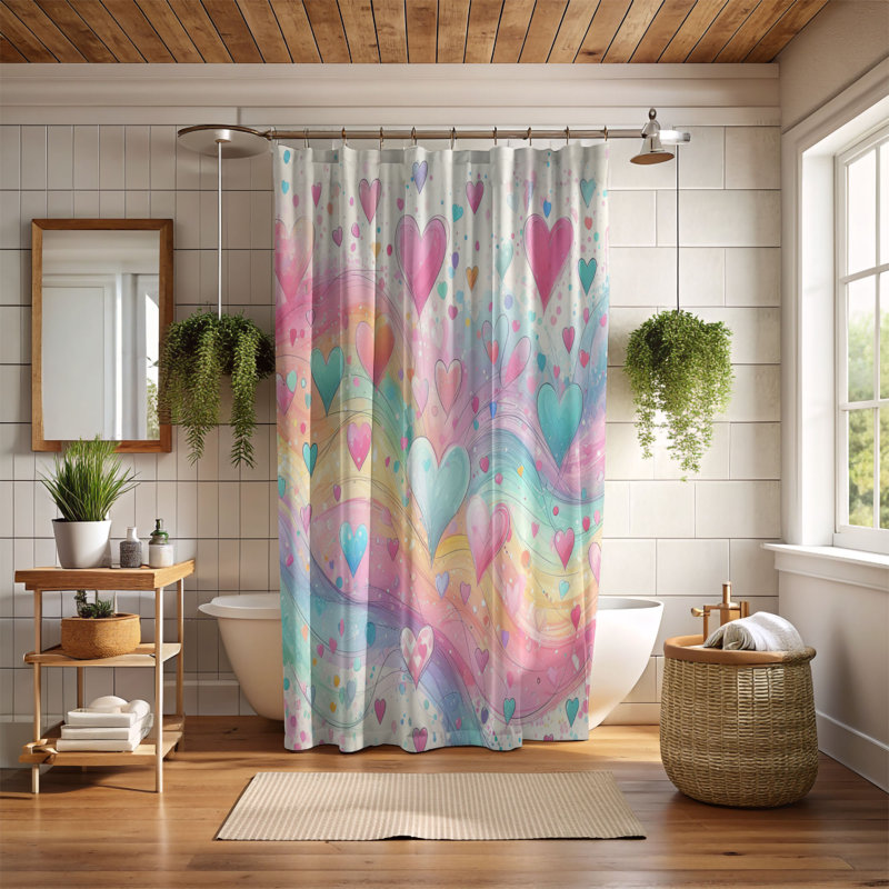 Painted Love Sprays - Rideau de douche standard 1 pièce, H 74 po x l 71 po