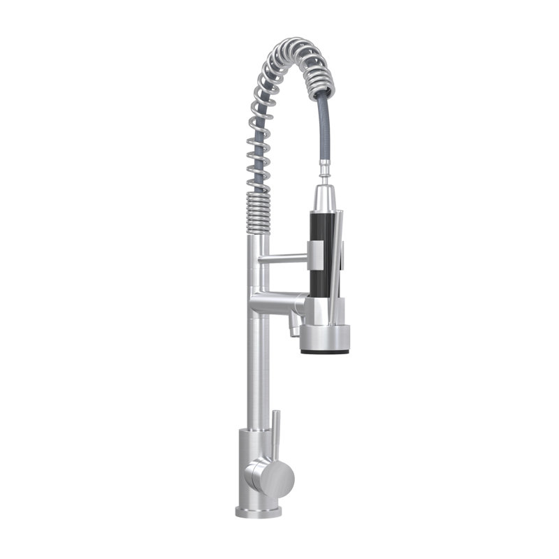 Robinet de cuisine à poignée simple 19 po avec finition nickel brossé et certification CUPC d'Uswa Home, Nickel brossé