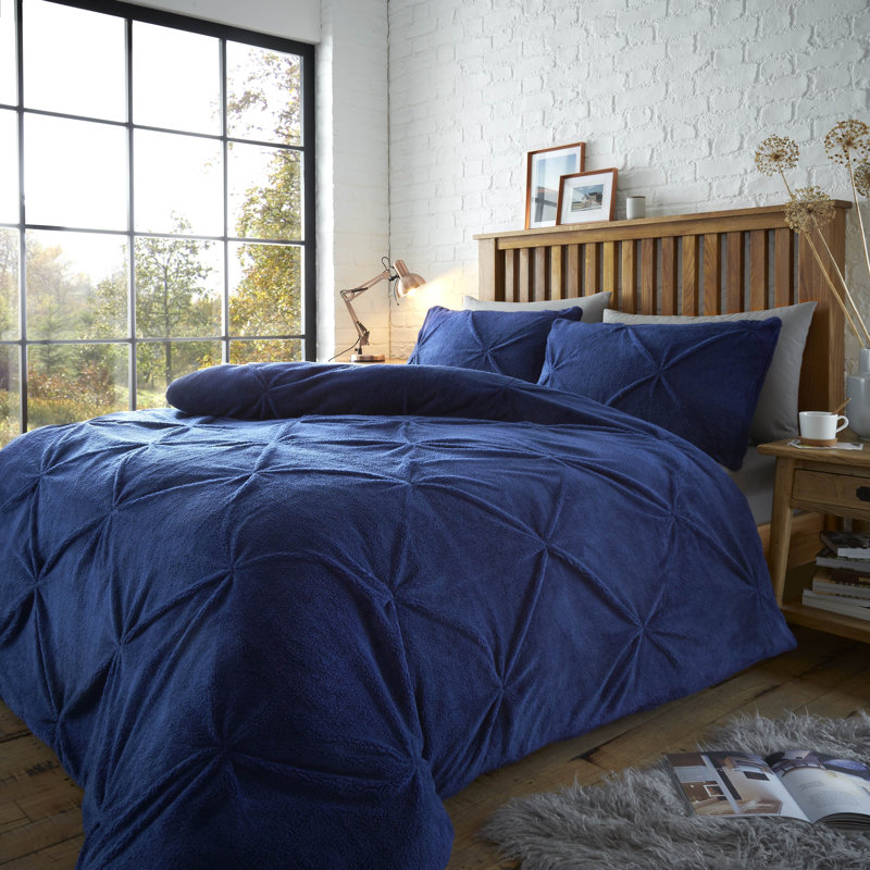 Apriel Microfiber Solid Colour Duvet Cover Set with Pillowcases Included, Single Duvet Cover + 1 Standard Pillowcase, Navy