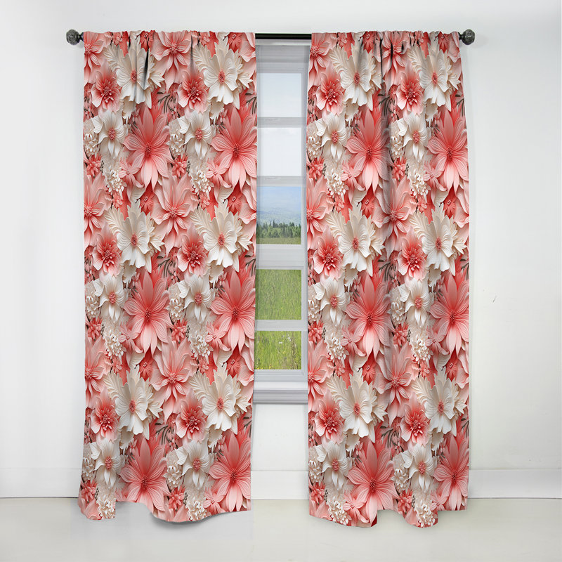 Neutre délicat motif tropical IV - Rideau floral - Rideau occultant floral - 1 panneau, L 52 po x L 120 po