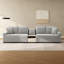 Canapé moderne en chenille gris avec rangement et console pour le salon