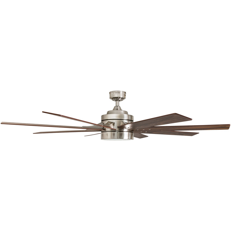 Xerxes Modern Indoor Ceiling Fan with Lights and Remote Control, Brushed Nickel, 14.7" H x 62" W x 62" D