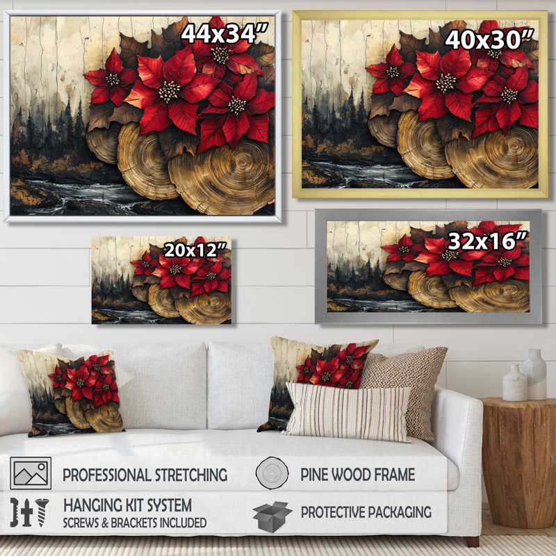 Gosse - art mural floral, H 34 po x l 44 po, Toile tendue