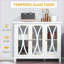 Buffet Buffet | Panneau de fibres à densité moyenne blanc, 3 portes en verre trempé, tablettes réglables | Motif d'arc
