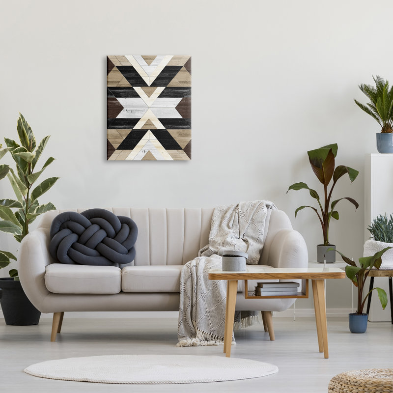 «Rustic Linear Aztec Shapes», art mural sur toile par Erica Billups, H 30 po x l 24 po x P 1,5 po, Toile tendue