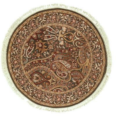 High-Quality Hand-Knotted Dark Green Area Rug