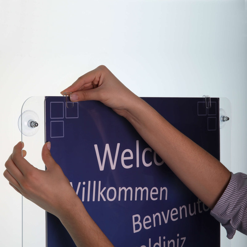 Porte-affiche en acrylique de qualité supérieure 8,5 x 11 M&T Affiche | Cadre double portrait transparent avec 4 ventouses | Anti-reflets pour vitrines, portes, verre - Affiche facile et changement de menu - paquet de 2
