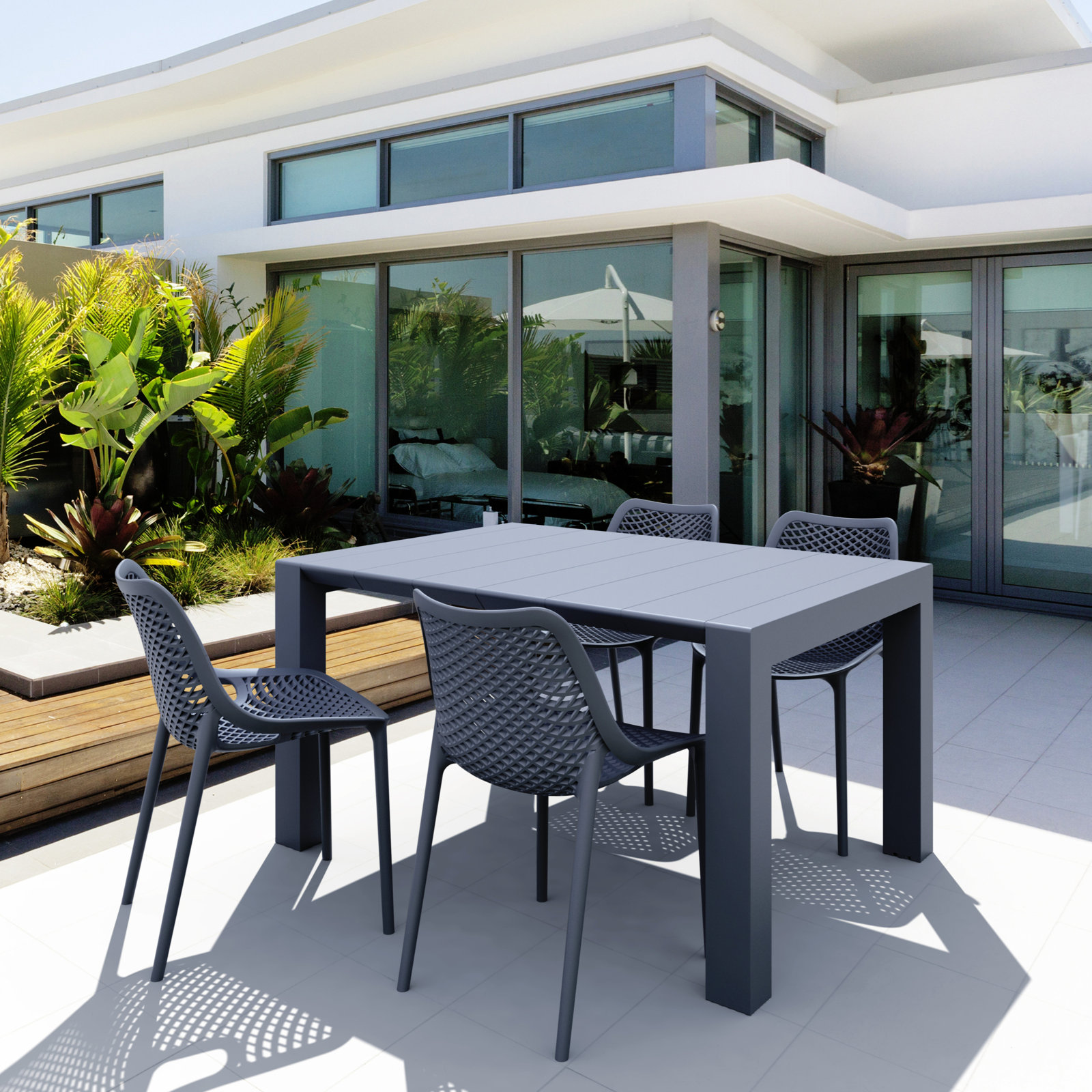 Asherton 39" Patio Dining Set, Dark Gray