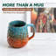 Tasse à café 18 oz en céramique à texture unique martelée avec poignée ergonomique, allant au four à micro-ondes et au lave-vaisselle. (Bleu-orange)