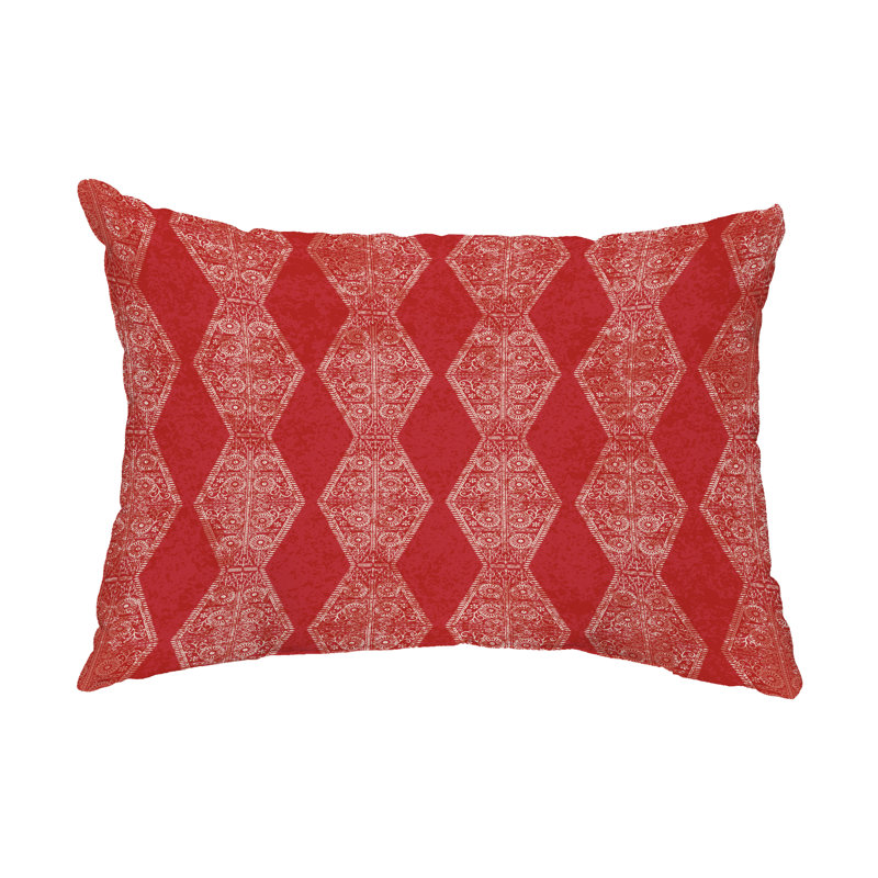 Geometric Outdoor Reversible Throw Pillow, Red
