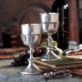 Italian Grape Harvest Goblet 8oz. Handmade Pewter Goblet Set