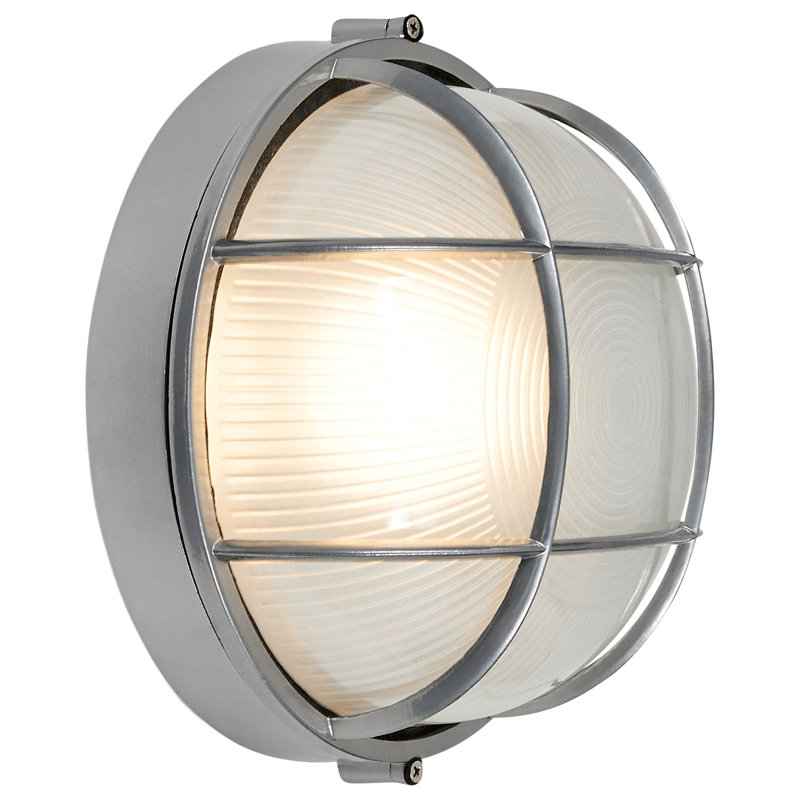 Zurcher 1 - Bulb Outdoor Bulkhead Light, Satin Nickel, 9.5" H x 10" W x 5" D