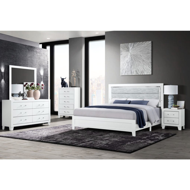 Table de chevet blanche de style contemporain, 35,19 lb - Elegant Choice