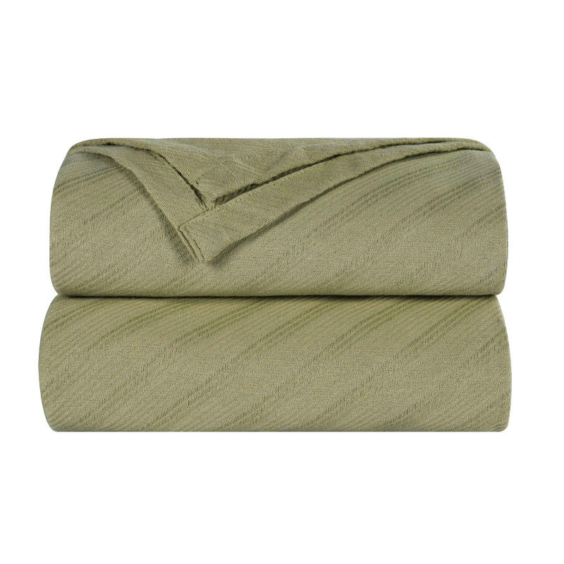 Jeté 100% coton Blue Nile Mills - Jacquard à rayures diagonales - Accent léger toutes saisons, Jeté, Sauge