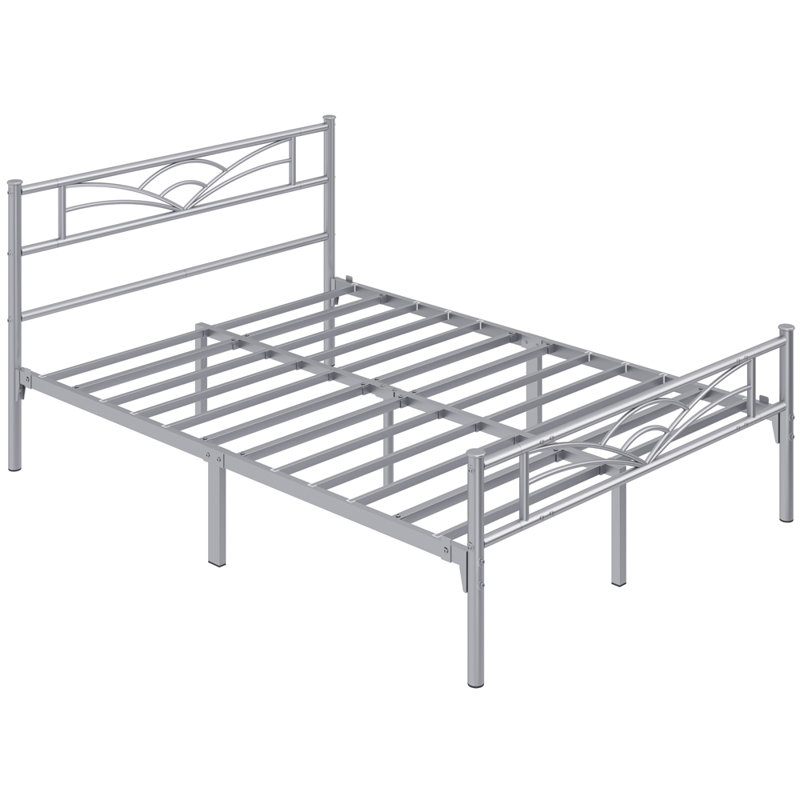 3Ft Single Metal Bed Frame, Silver, Double (4'6)