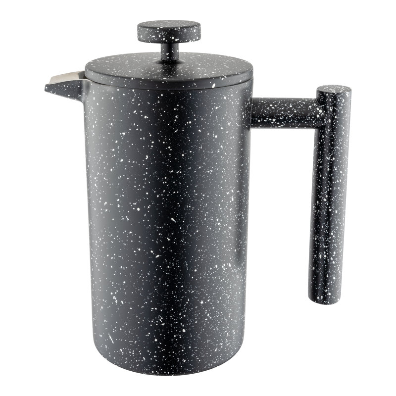 Café Olé CFD Cafetière, Double Walled Stainless Steel French Press Coffee Maker, Black, 17.5cm H x 13cm W x 9cm D