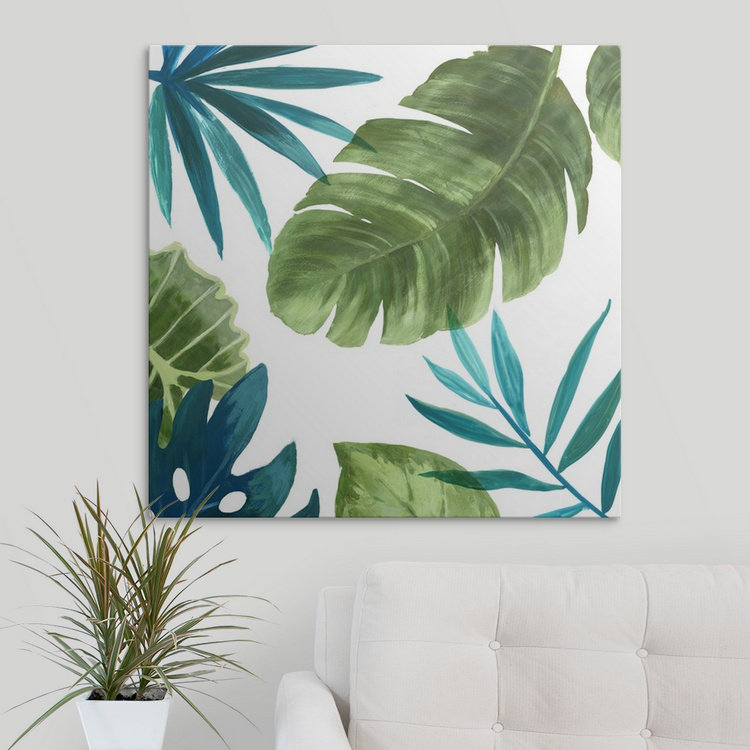 «Tropical Leaves II» par Asia Jensen, reproduction d'art, H 35 po x l 35 po x P 1,5 po, Toile