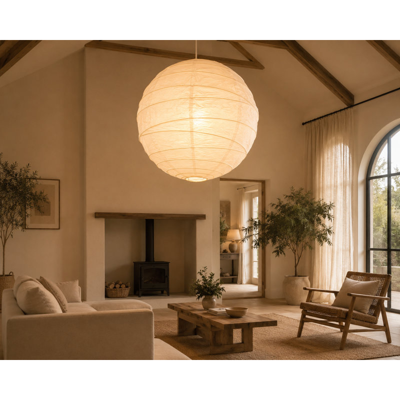 Irregular Paper Sphere Pendant Shade, 75 cm W