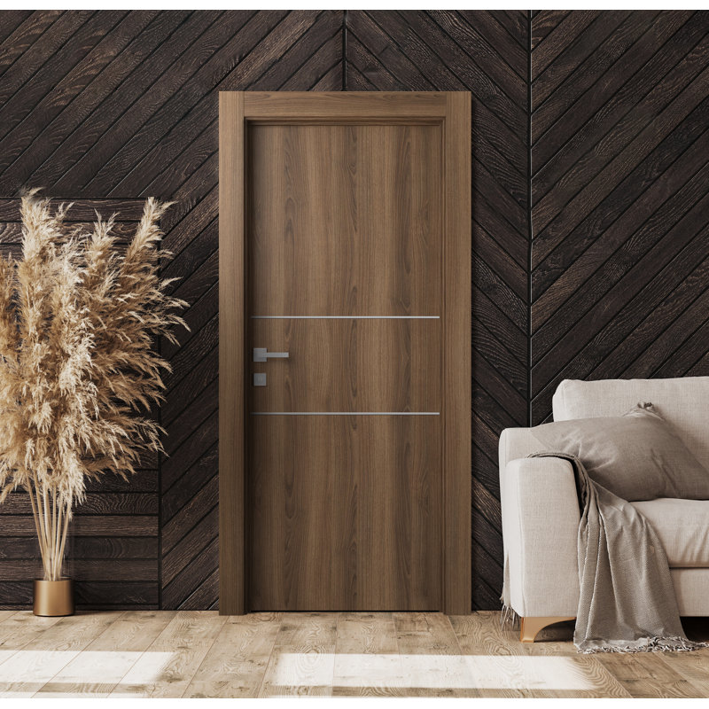 Optima 2H DIY-Friendly Panelled Manufactured Wood Interior Like A Prehung Door, 25.75" x 79.37", Right, Pecan Nutwood
