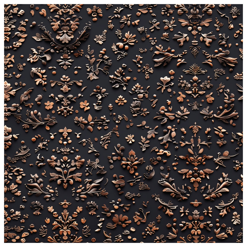 Tapisserie murale motifs floraux bronze, 104in H x88 with 4 Grommets