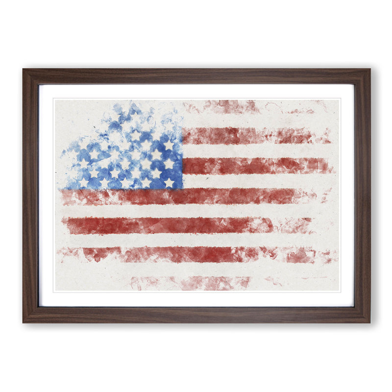American Flag - Picture Frame Painting Print, Walnut Framed, 33cm H x 45cm W x 2cm D