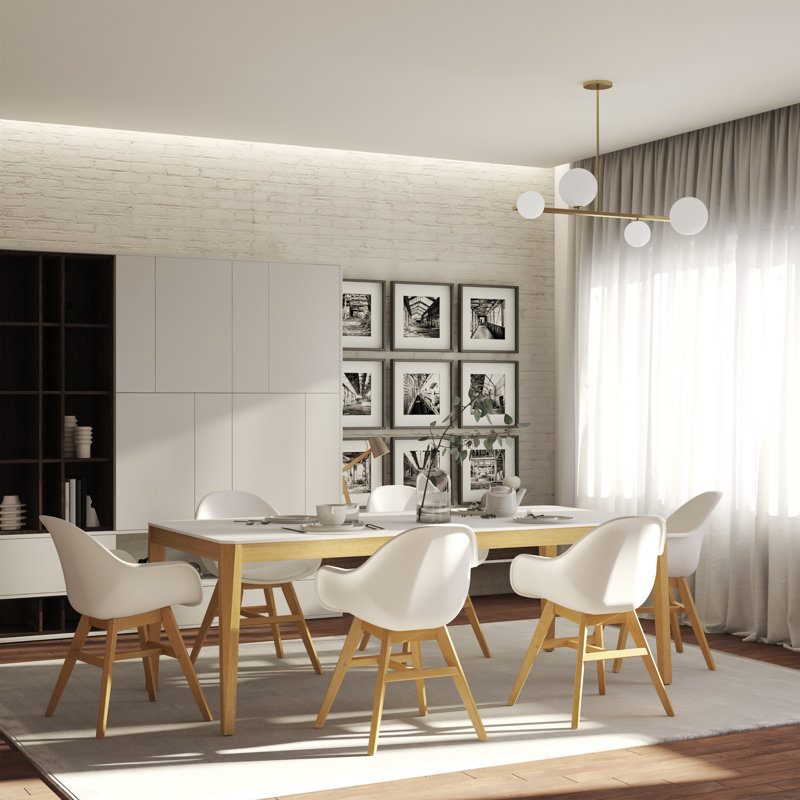 Ensemble de salle à manger Geddies, Blanc, H 40 po x L 67 po x l 40 po