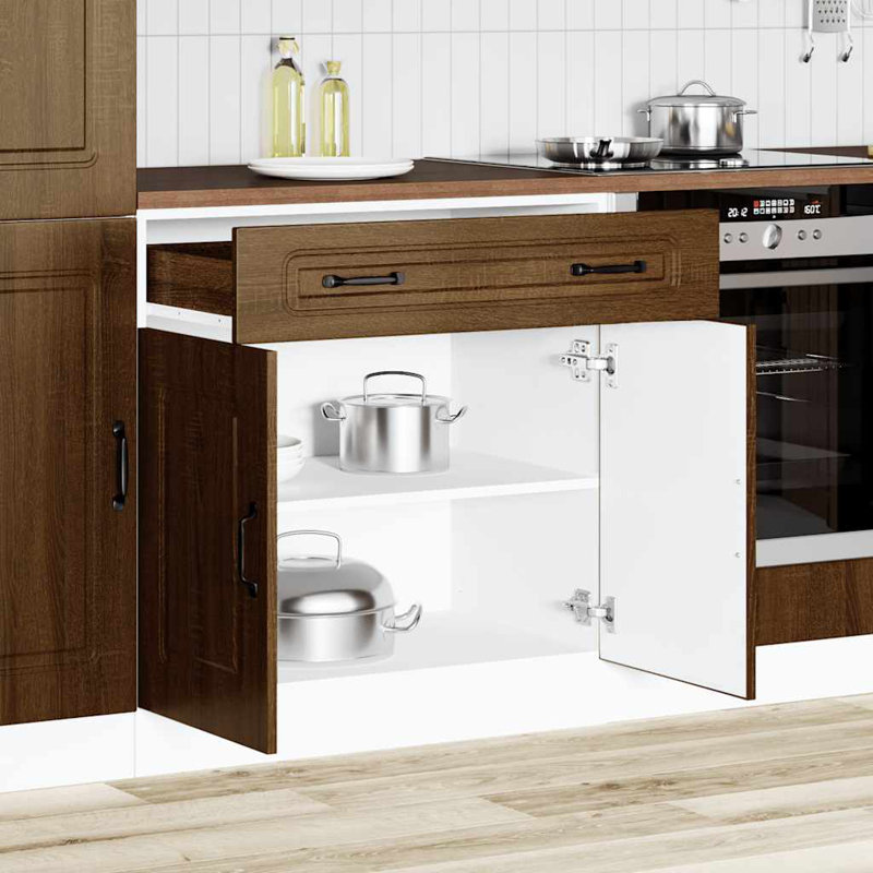 Kitchen Base Cabinet Kalmar Engineered Wood, Brown Oak