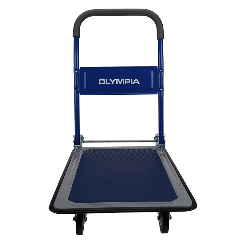 Chariot à plateforme robuste d'une capacité de 350 lb, Bleu, H 32 po x l 18,25 po x P 28,5 po
