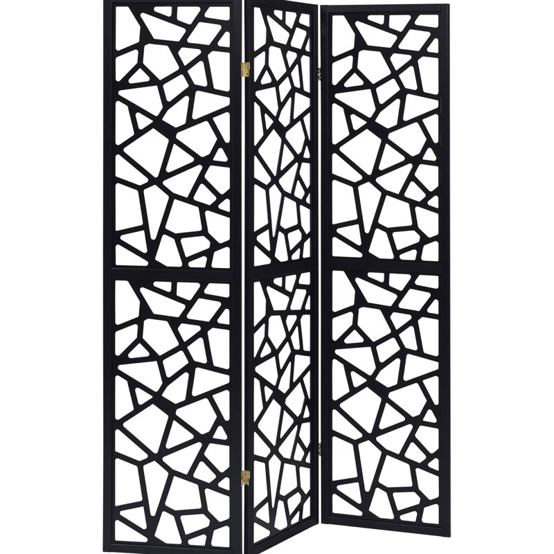 Élégant paravent noir 3 avec mosaïque captivante et élégante décoration pour la maison