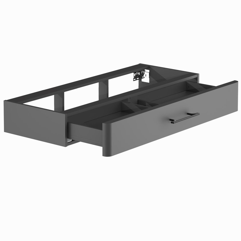 Ashat Bathroom Storage Cabinet, Onyx Grey Suedette Matt/Black