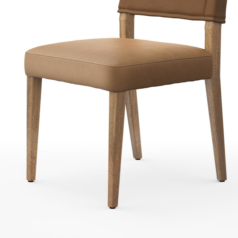 Side Chair in Charcoal, Leather Maestro Camel, Natural