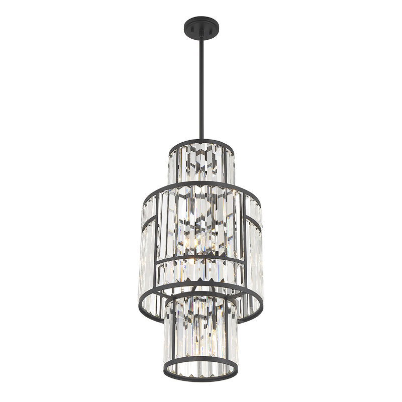 Luminaire suspendu cylindrique à 8 lumières, Noir mat