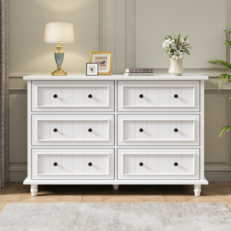 Commode double 6 tiroirs 47,2 po Amarilys, Blanc