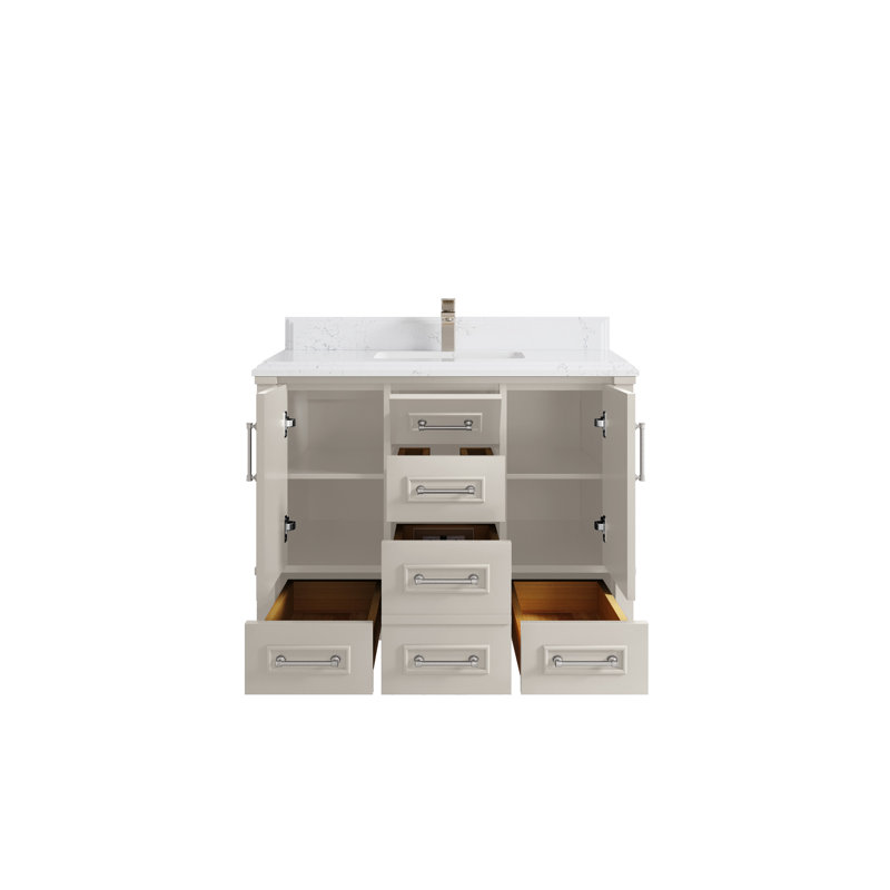 Aberdeen 42'' Single Bathroom Vanity with Quartz Top, Empira