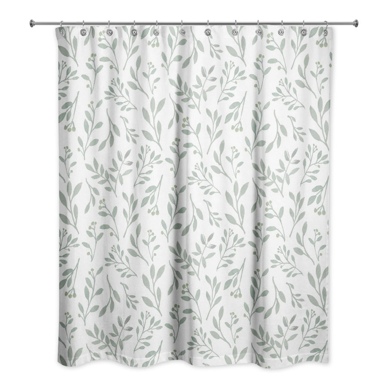 Floral Shower Curtain, Green/White