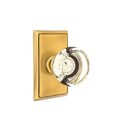 Ensemble de boutons d'intimité Emtek avec rosette rectangulaire et bouton en verre Georgetown